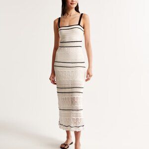 Abercrombie Crochet-Style Maxi Dress - White - NWT